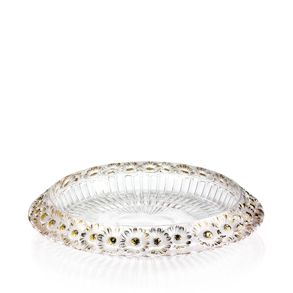 Lalique Marguerites Bowl Clear Gold Stamped Crystal Bowl by Lalique at FormFluent Sydney, Australia