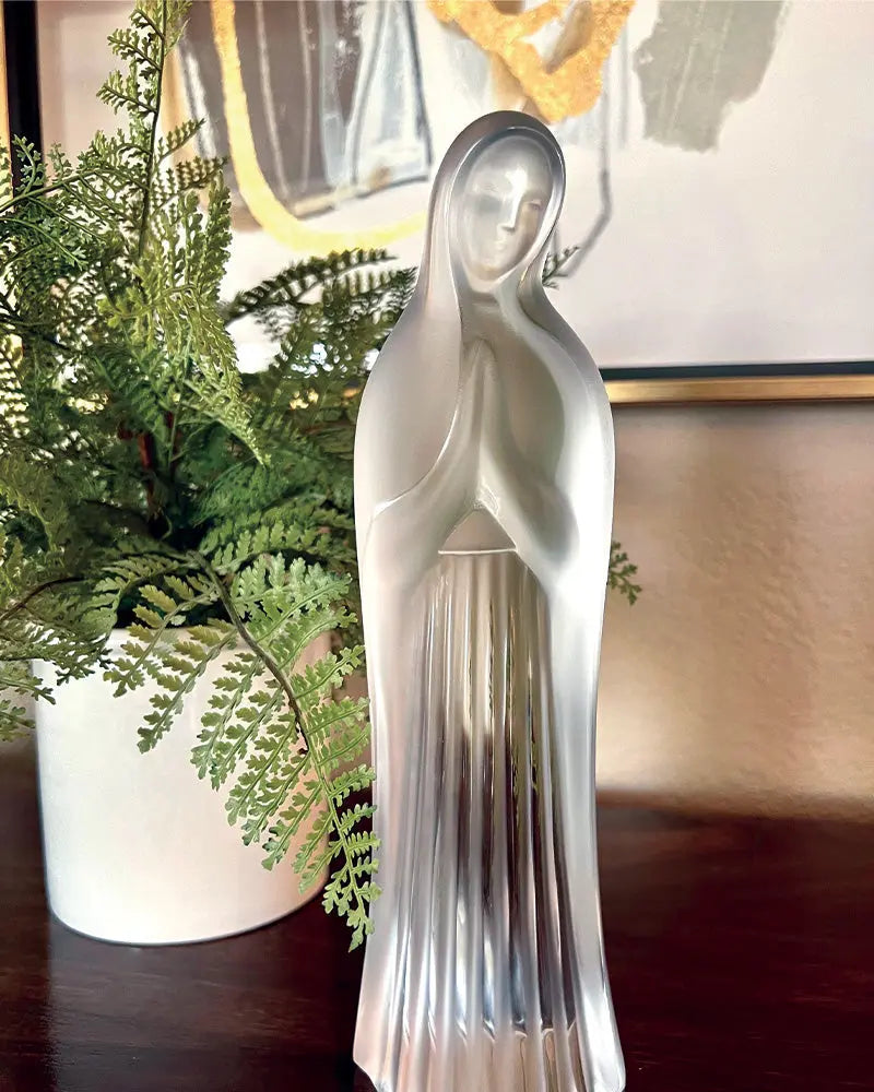 Lalique Virgin Mary with Hands Together Sculpture by Lalique at FormFluent