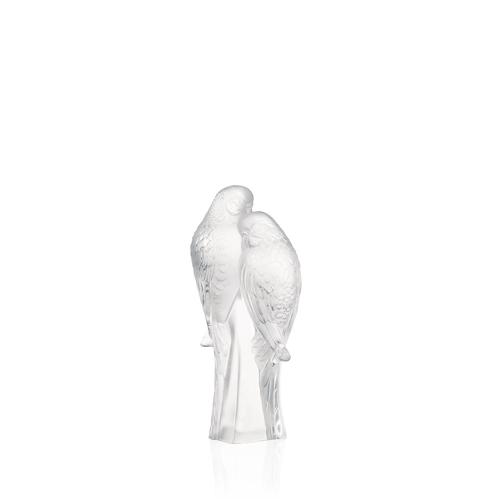 Lalique 2 Parakeets Sculpture Clear Crystal Sculpture by Lalique at FormFluent Sydney, Australia