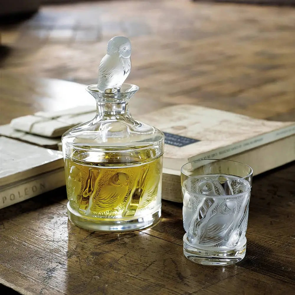 Lalique Owl Cordial Crystal Tumbler Glassware by Lalique at FormFluent Sydney, Australia