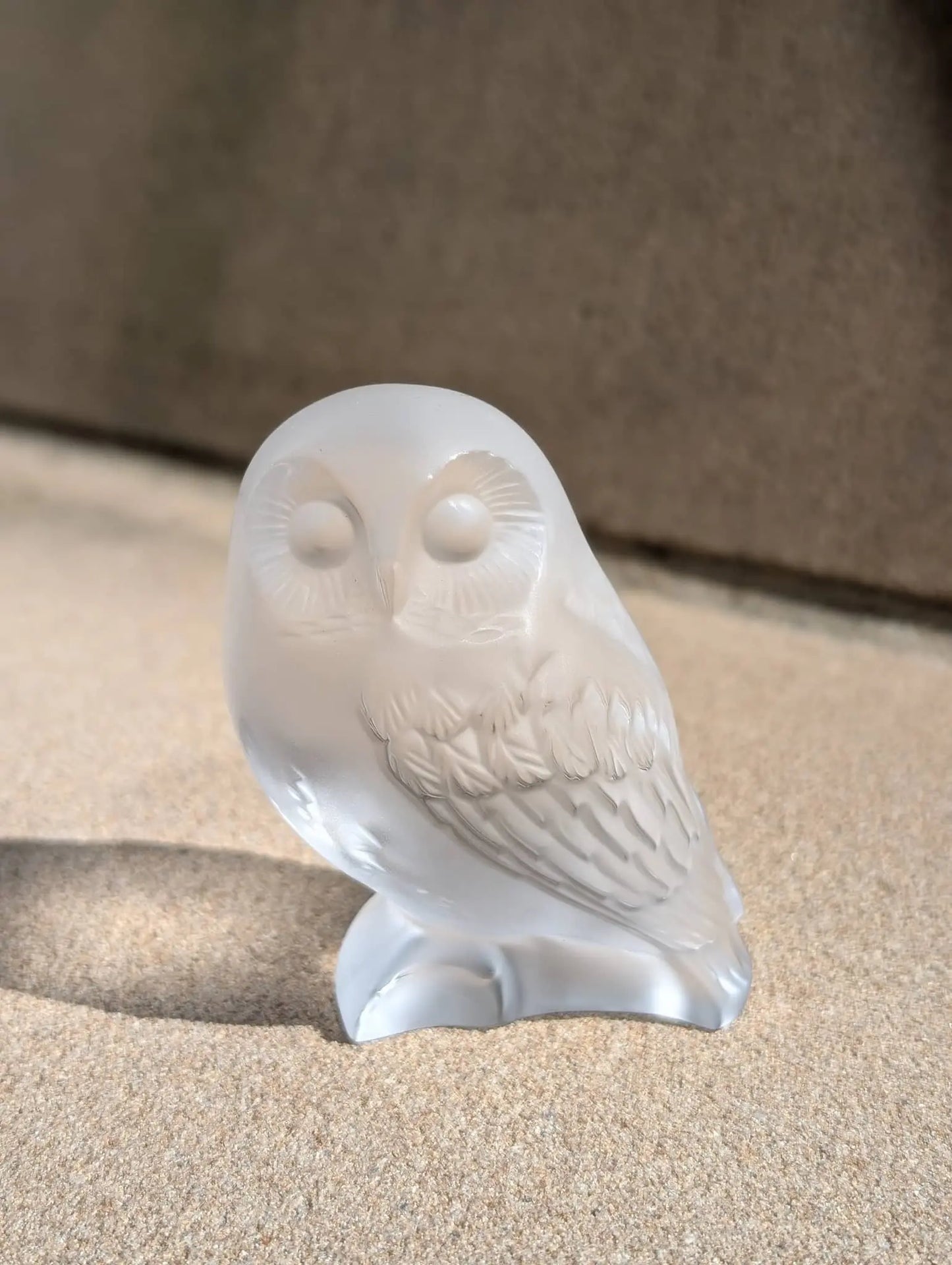 Lalique Shivers Owl Sculpture - Clear Crystal Sculpture by Lalique at FormFluent