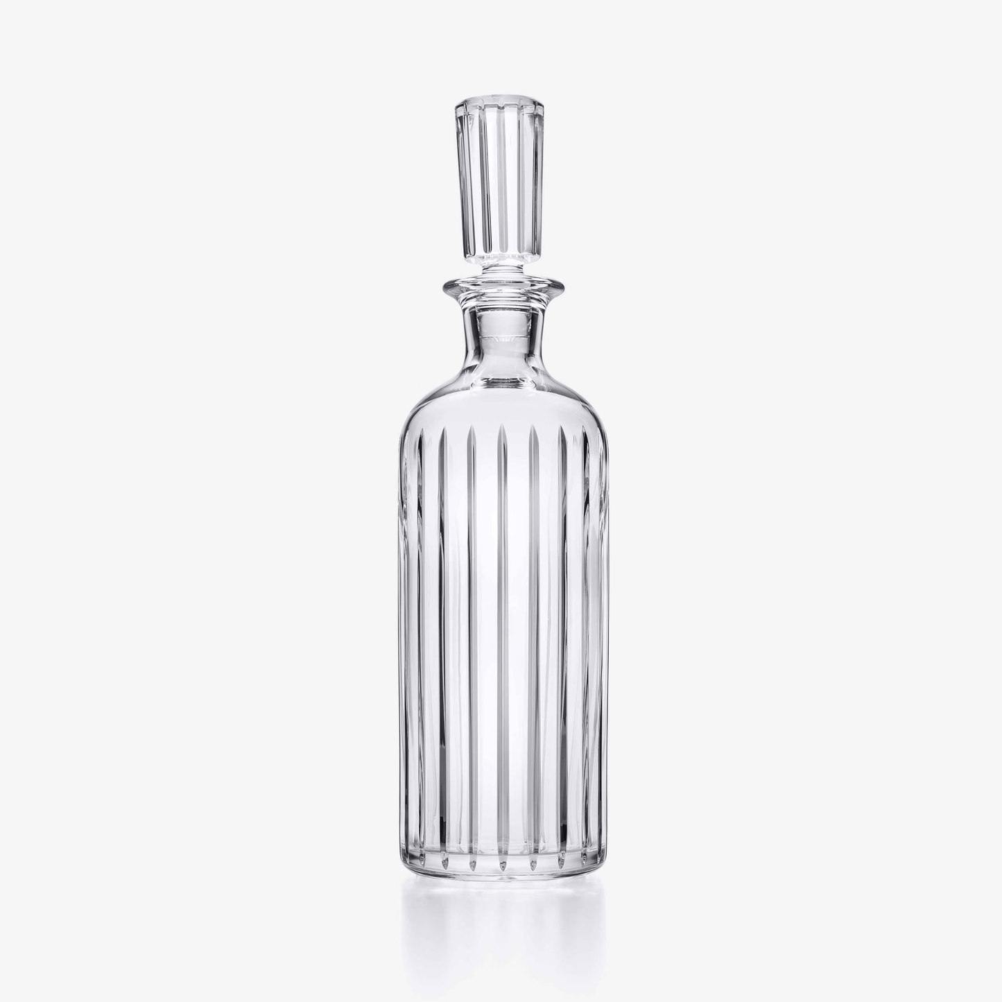 Baccarat clear glass decanter on a white background