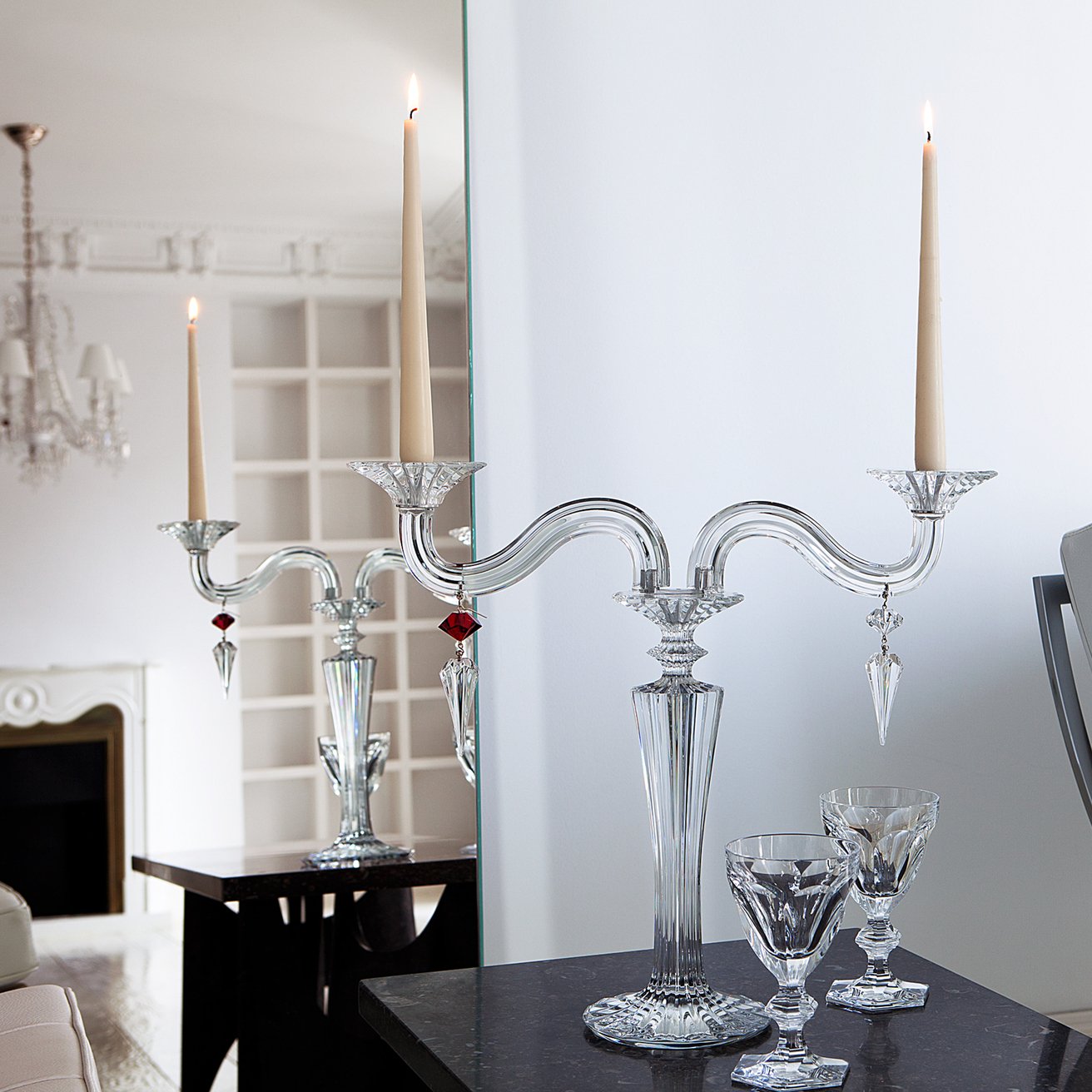 Baccarat Mille Nuits Candelabra (2L) 2 Lights Crystal Candlestick Candle by Baccarat at FormFluent