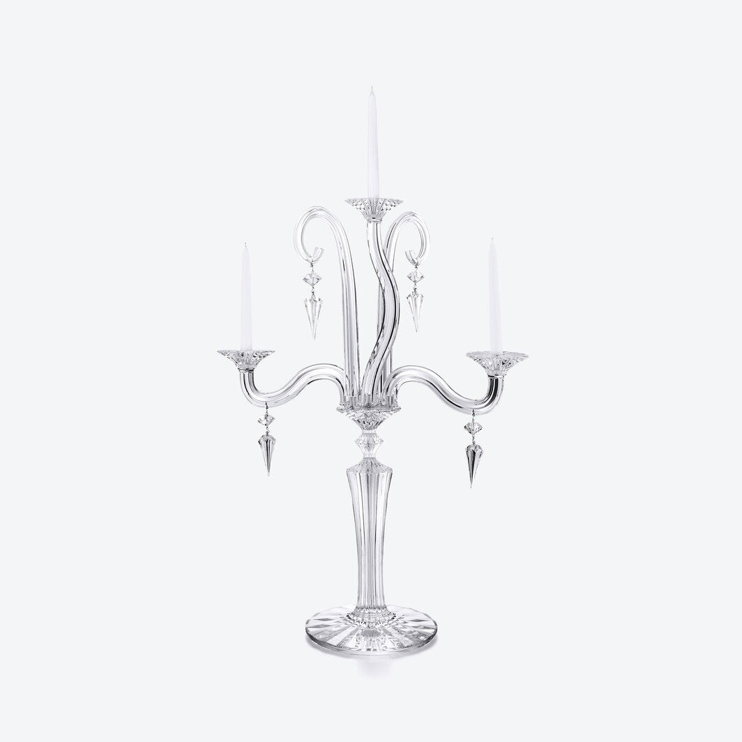 Baccarat Mille Nuits Candelabra (3L) 3 Lights Crystal Candlestick Candle by Baccarat at FormFluent