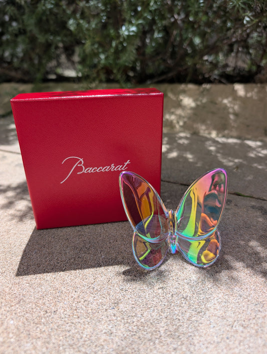 Baccarat Lucky Butterfly Iridescent Clear Crystal Sculpture by Baccarat at FormFluent