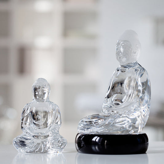 Baccarat Buddha Figurine Clear Crystal Sculpture Sculpture by Baccarat at FormFluent