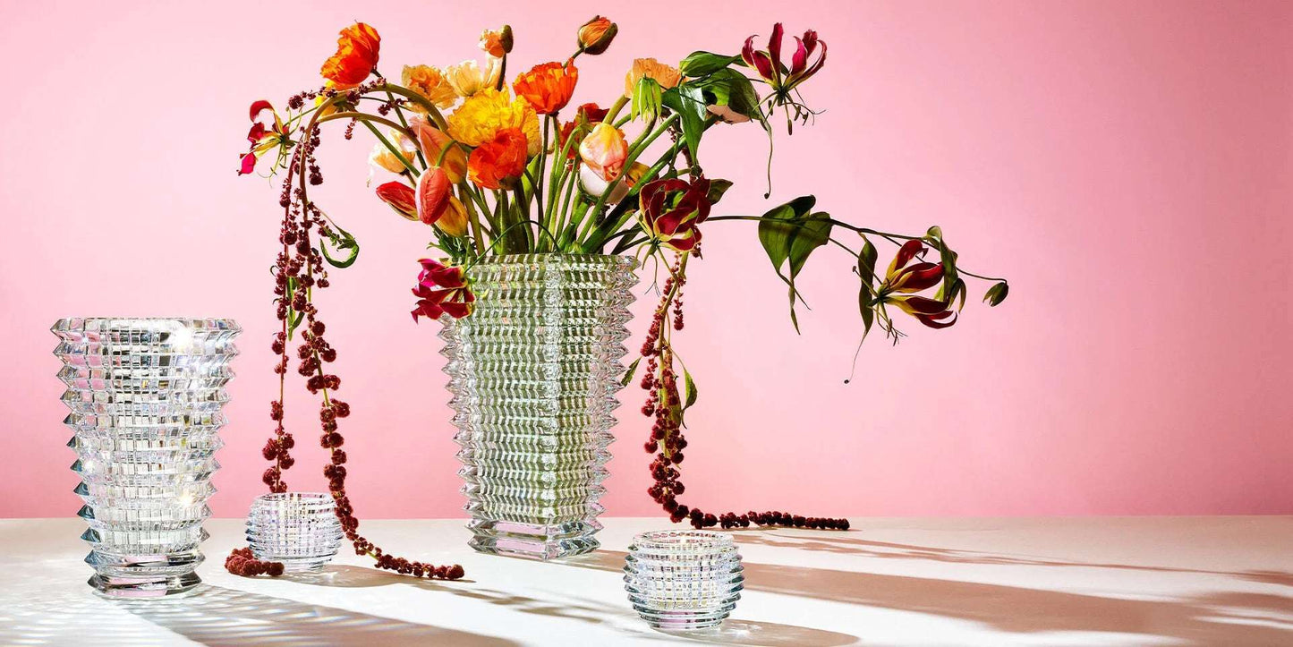 Baccarat Eye Rectangular Vase Small Blue Crystal Vase by Baccarat at FormFluent