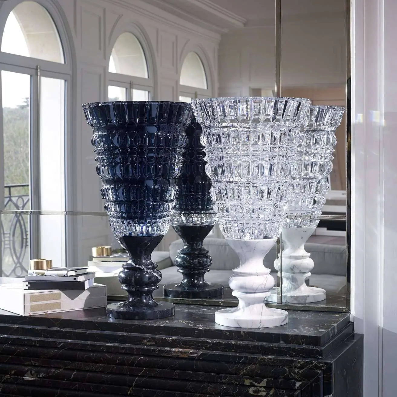 Baccarat New Antique Vase Limited Edition Black Crystal Vase by Baccarat at FormFluent Sydney, Australia