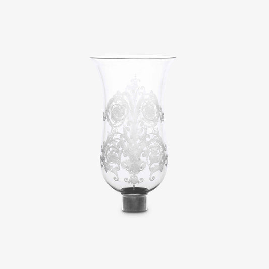 Decorative crystal lamp shade with floral pattern on a white background