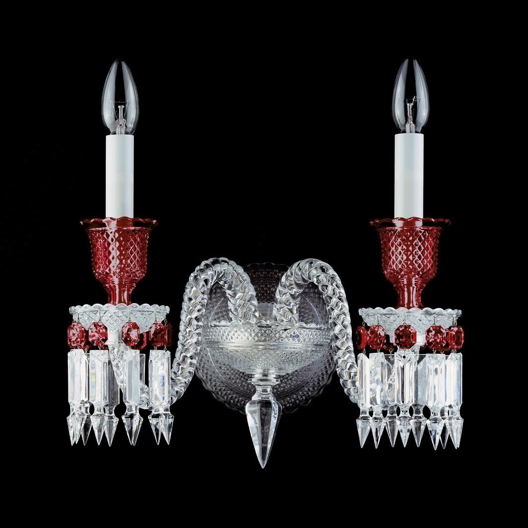 Buy Authentic Baccarat Baccarat Zénith Wall Unit Clear and Red (2L) 2 Lights Sconce Lighting - FormFluent Sydney Australia