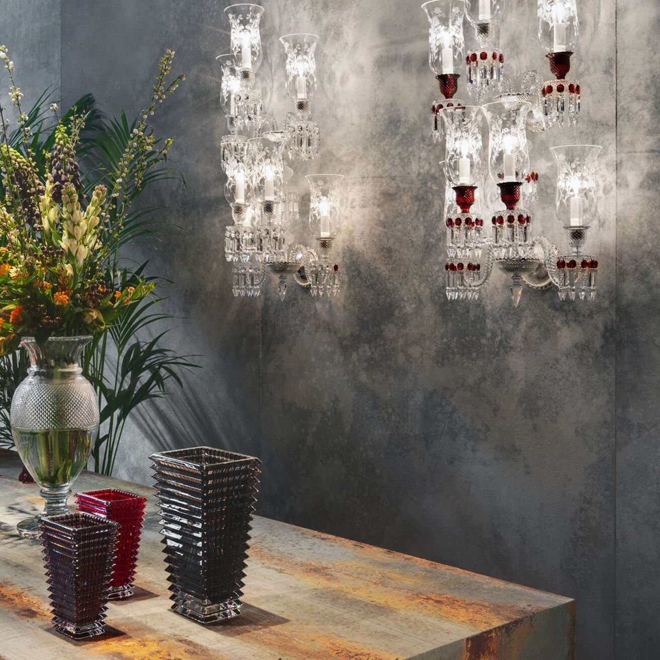 Baccarat Baccarat Zénith Wall Unit Clear and Red (5L) 5 Lights Sconce Lighting - FormFluent Sydney Australia