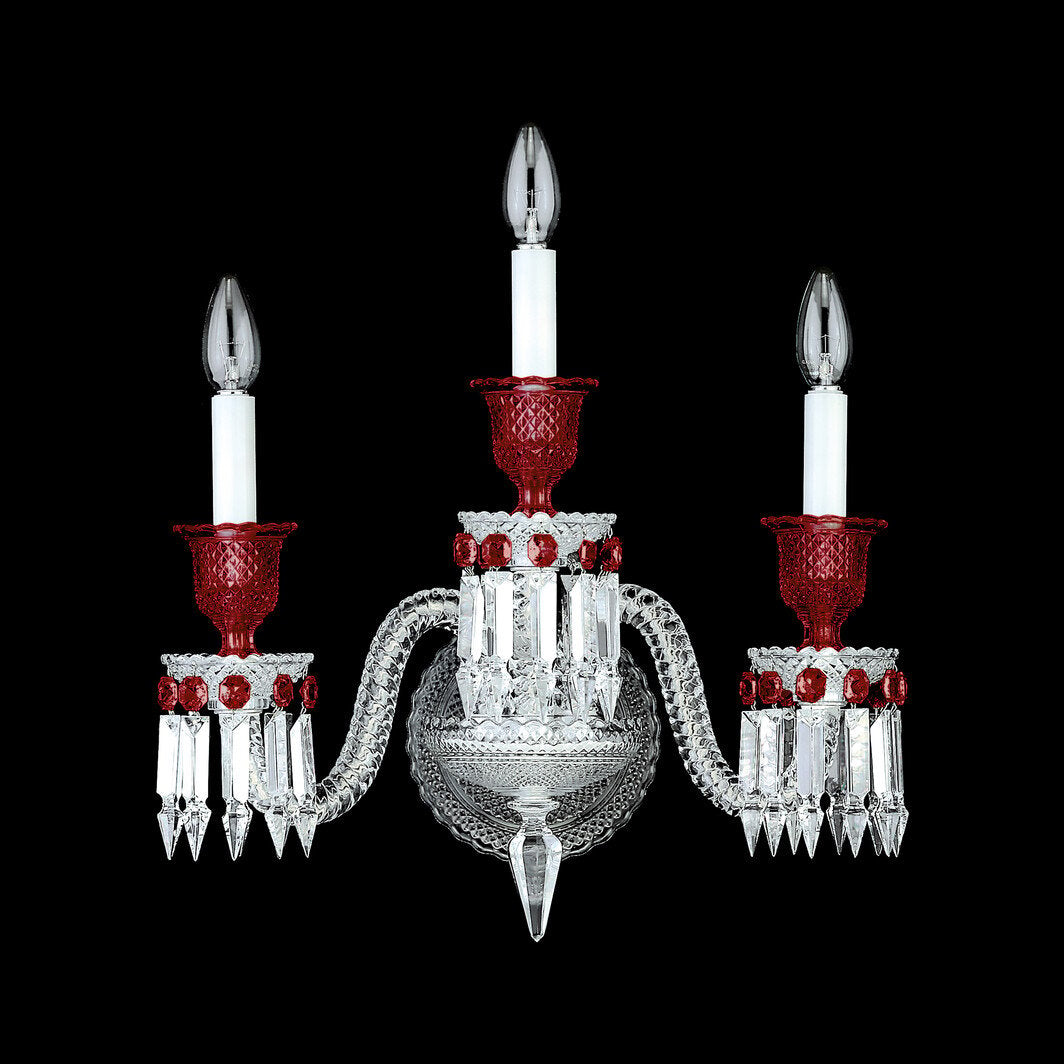 Baccarat Baccarat Zénith Wall Unit Clear and Red (3L) 3 Lights Sconce Lighting - FormFluent Sydney Australia