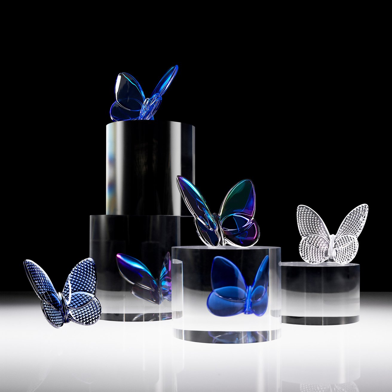 Baccarat Lucky Butterfly Turquoise Crystal Sculpture by Baccarat at FormFluent