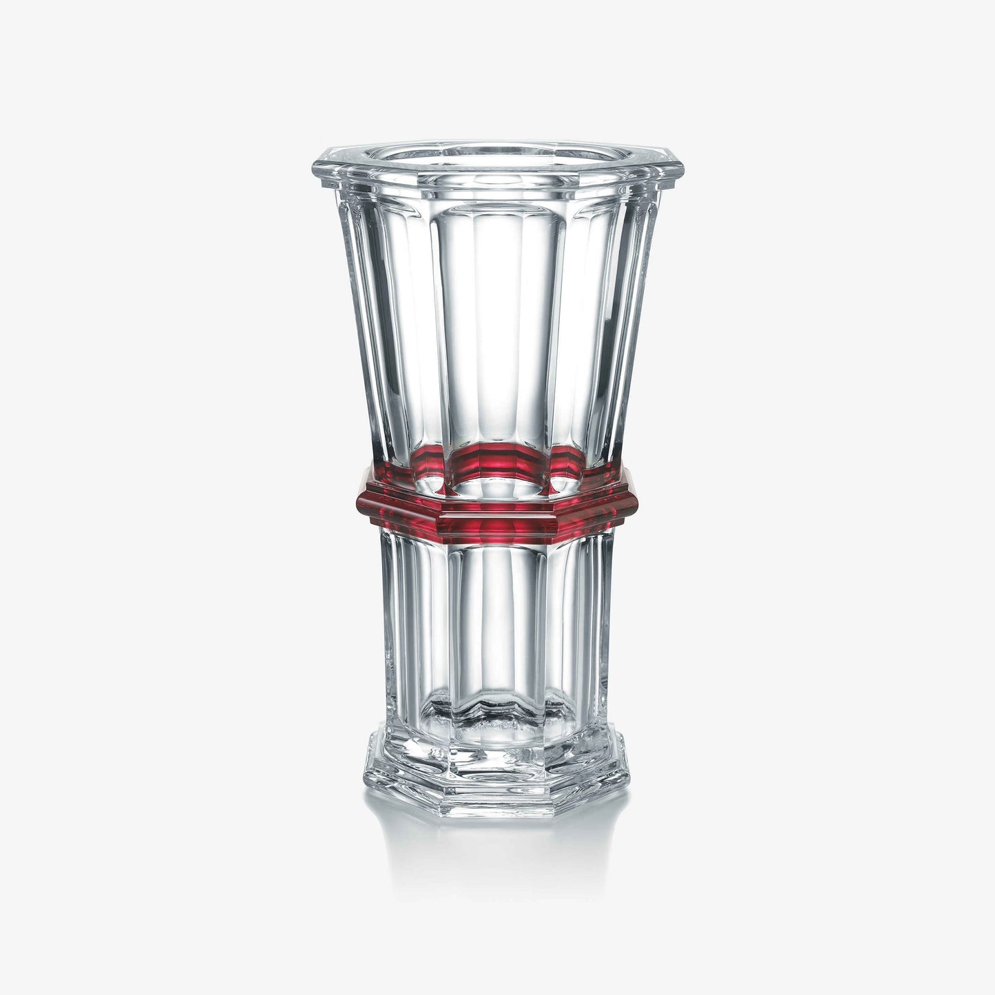 Baccarat Harcourt 1841 Vase Clear and Red Crystal Vase by Baccarat at FormFluent
