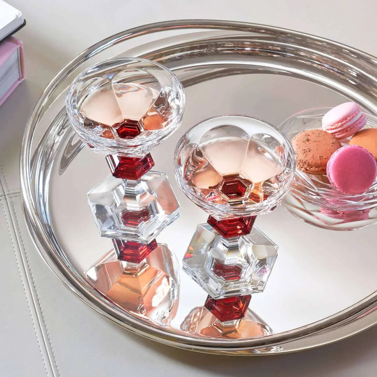 Baccarat Harcourt 1841 Coupes Red Knob (Set of 2) Barware by Baccarat at FormFluent Sydney, Australia