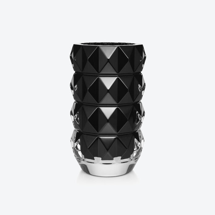 Baccarat Louxor Round Vase Medium Black Crystal by Baccarat at FormFluent