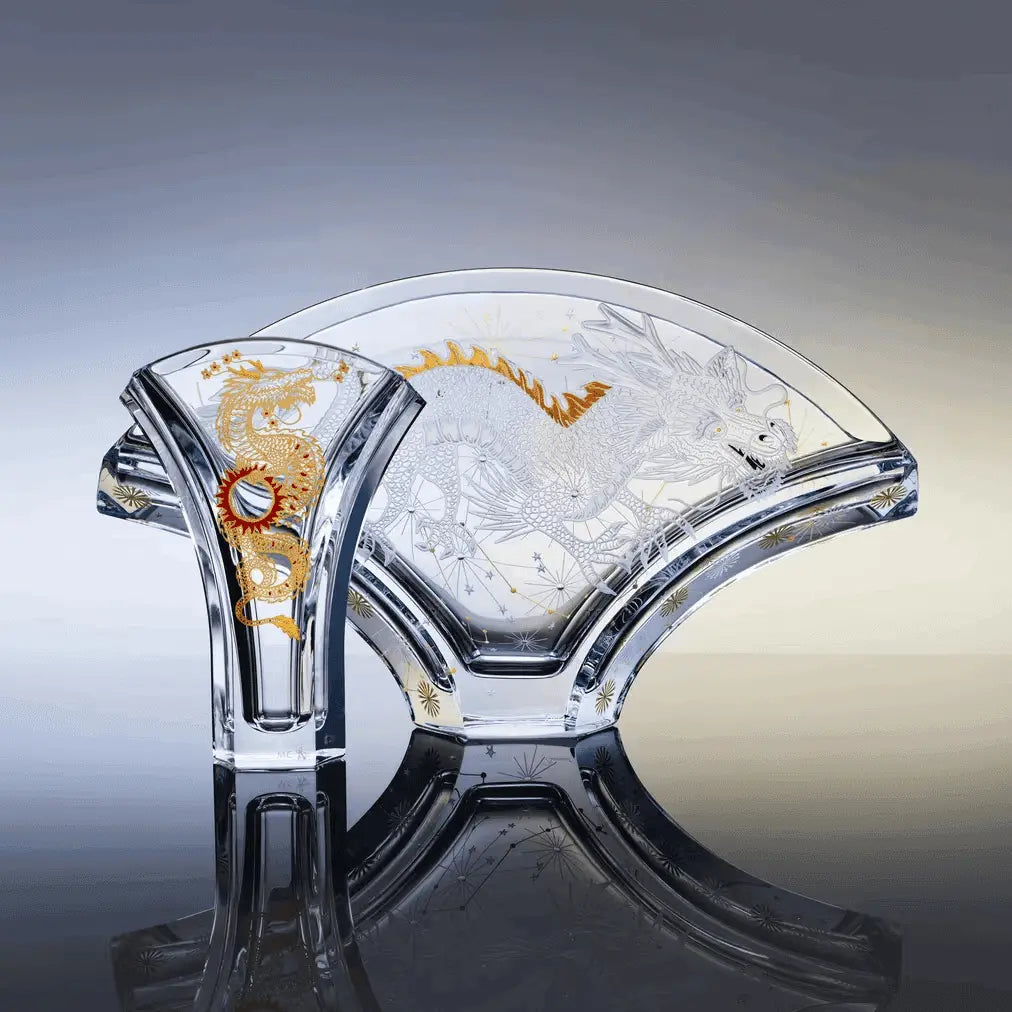 Baccarat Ginkgo Céleste Dragon Vase - Limited Edition Vase by Baccarat at FormFluent Sydney, Australia
