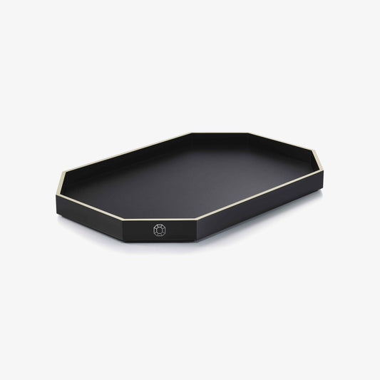 Baccarat Lacquer Octogone Tray Black (S/M/L) by Baccarat at FormFluent