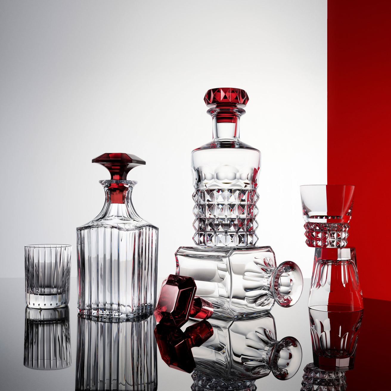 Baccarat Baccarat Harmonie Whisky Decanter (Clear and Red Crystal) Barware - FormFluent Sydney Australia
