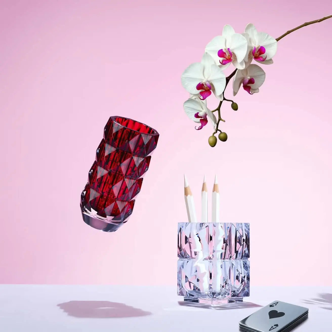 Baccarat Louxor Round Vase Small Red Crystal Vase by Baccarat at FormFluent Sydney, Australia