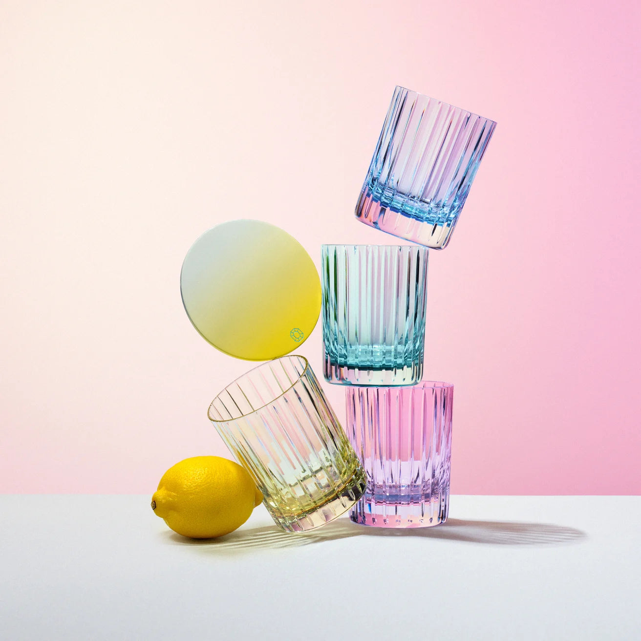 Baccarat Harmonie Tumblers Colours of Joy Pastel Yellow Crystal (Set of 2) Barware by Baccarat at FormFluent