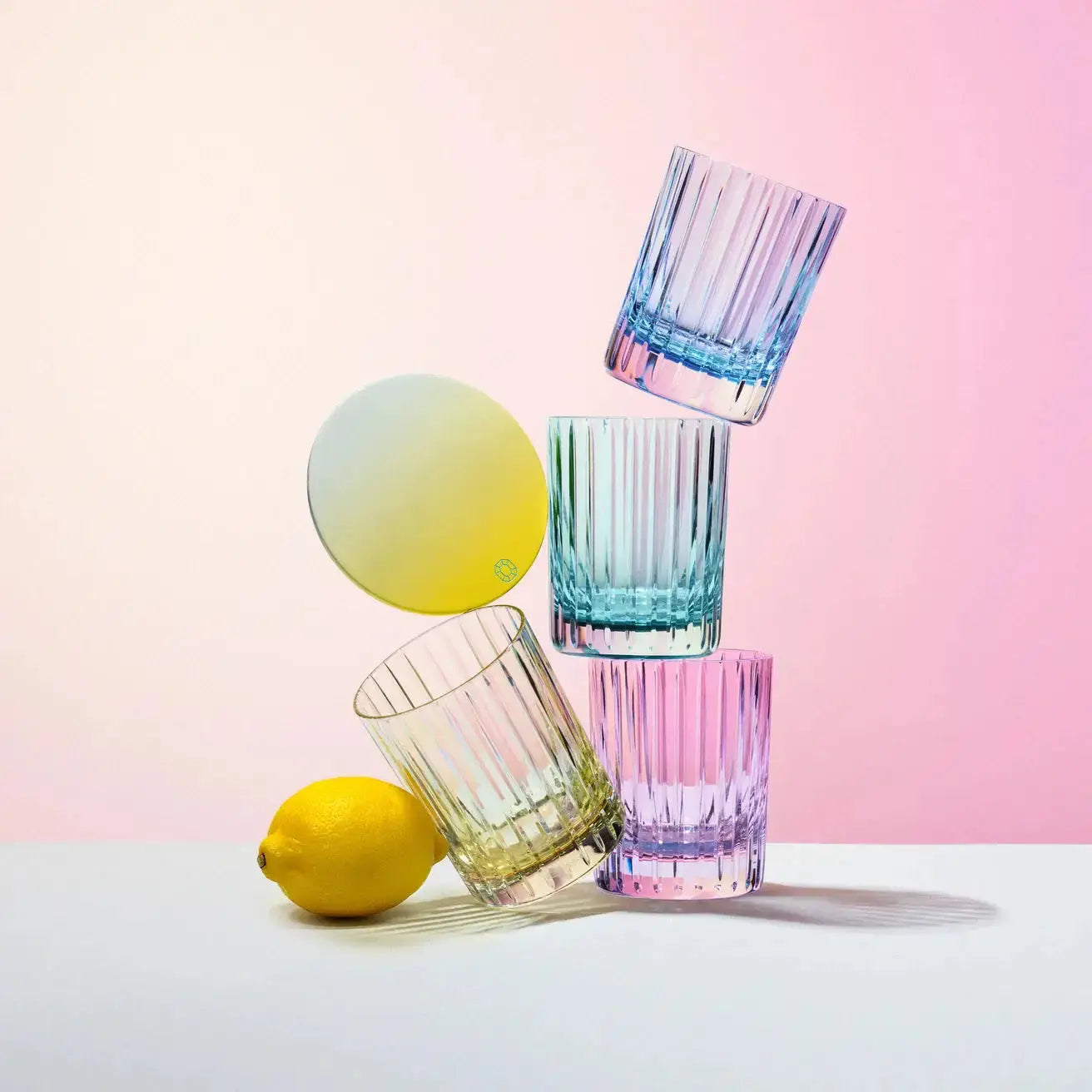 Baccarat Harmonie Tumblers Colours of Joy Pastel Pink Crystal (Set of 2) by Baccarat at FormFluent Sydney, Australia