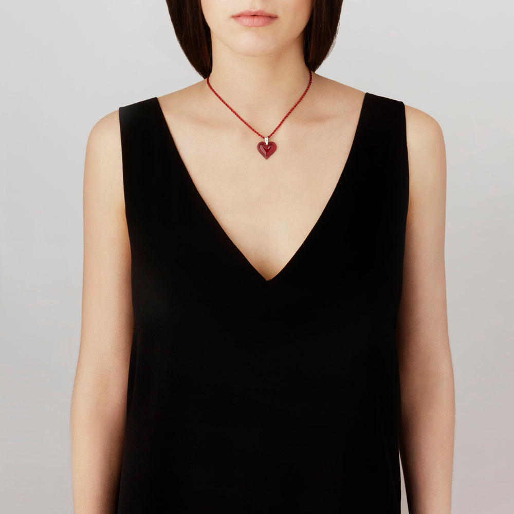 Lalique Amoureuse Beaucoup Pendant - Red Crystal Jewelry by Lalique at FormFluent Sydney, Australia