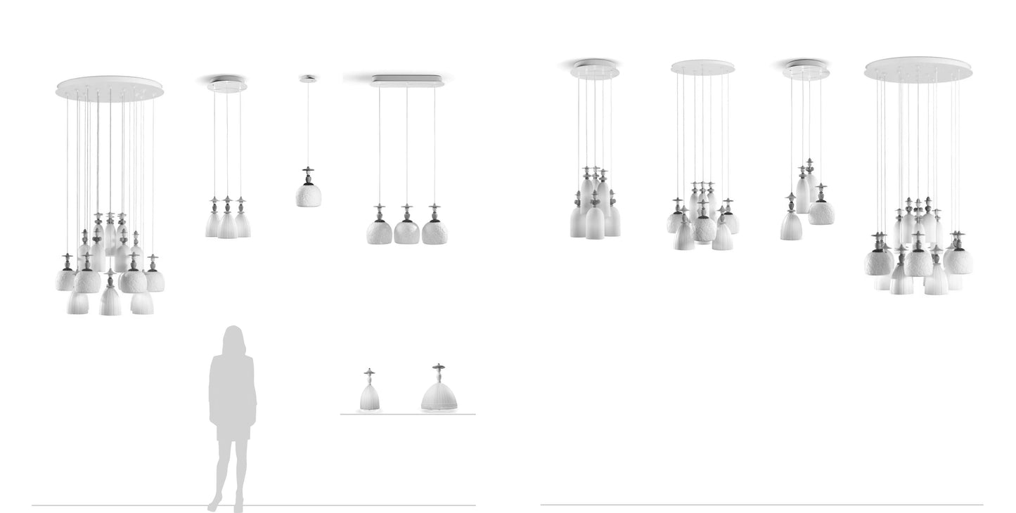 Lladró Mademoiselle 6 Lights Gathering in The Lawn Ceiling Lamp Lighting by Lladró at FormFluent