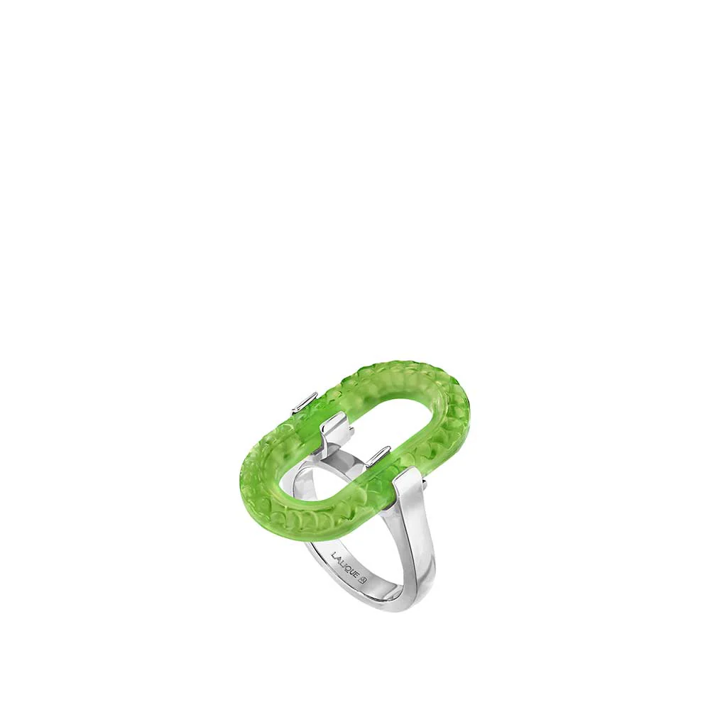 Lalique Empreinte Animale Ring - Green Crystal, Silver   FormFluent