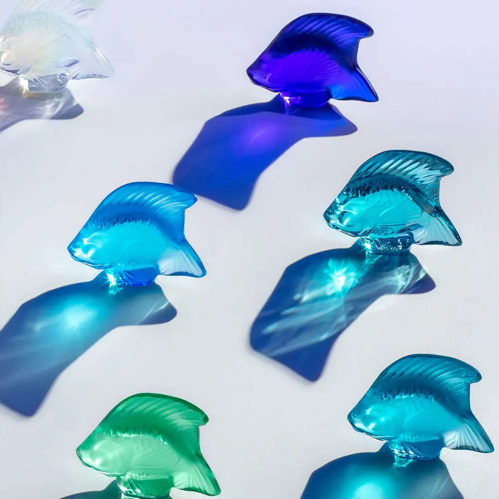 Lalique Fish Sculpture Dusk Purple Crystal Sculpture by Lalique at FormFluent