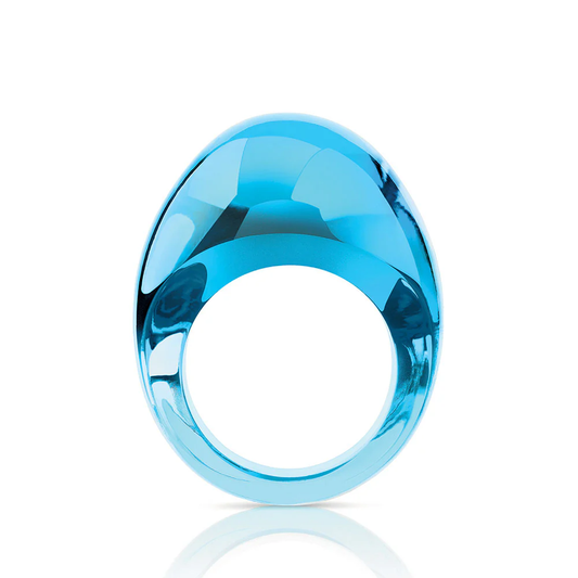 Lalique Cabochon Ring - Light Blue Crystal   FormFluent