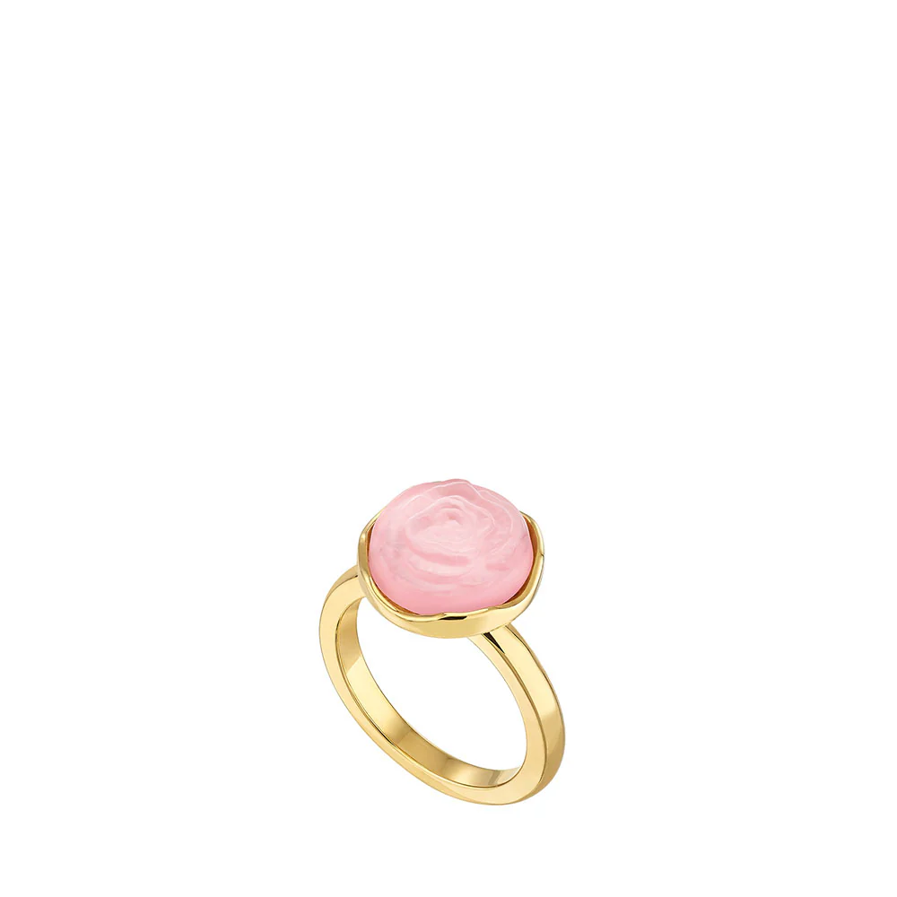 Lalique Pivoine Ring - Pink Pearly on Clear Crystal   FormFluent