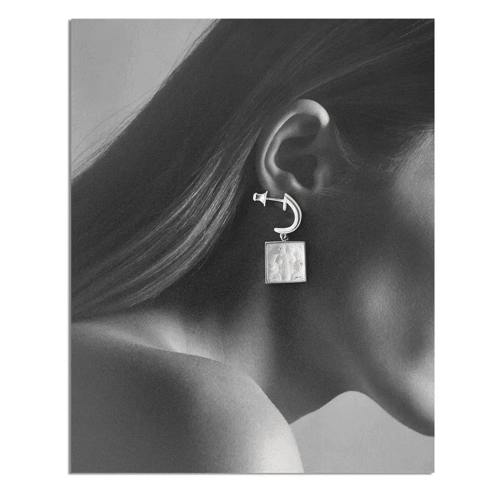 Lalique Aréthuse Short Earrings Clear Rose-Pearled Crystal 18K Yellow Gold Plated Jewelry by Lalique at FormFluent Sydney, Australia