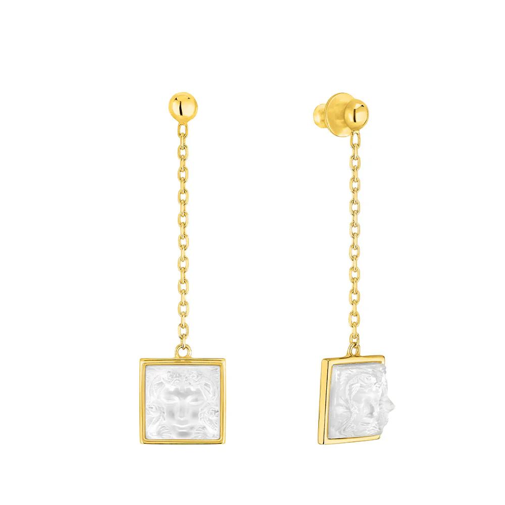 Lalique Aréthuse Long Earrings 18K Yellow Gold Plated Jewelry by Lalique at FormFluent Sydney, Australia