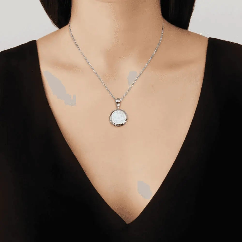 Lalique Aréthuse Small Round Pendant Clear Crystal Silver Jewelry by Lalique at FormFluent Sydney, Australia