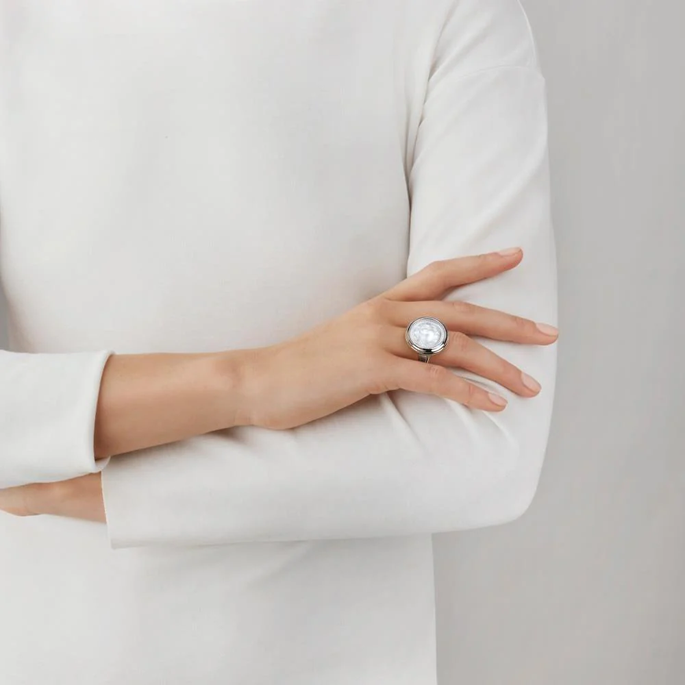 Buy Authentic Lalique Lalique Aréthuse Round Ring - Clear Crystal Silver  - FormFluent Sydney Australia