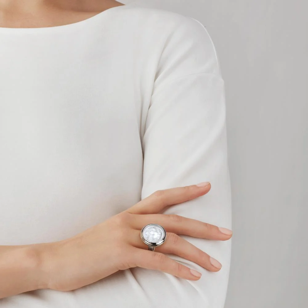 Buy Authentic Lalique Lalique Aréthuse Round Ring - Clear Crystal Silver  - FormFluent Sydney Australia