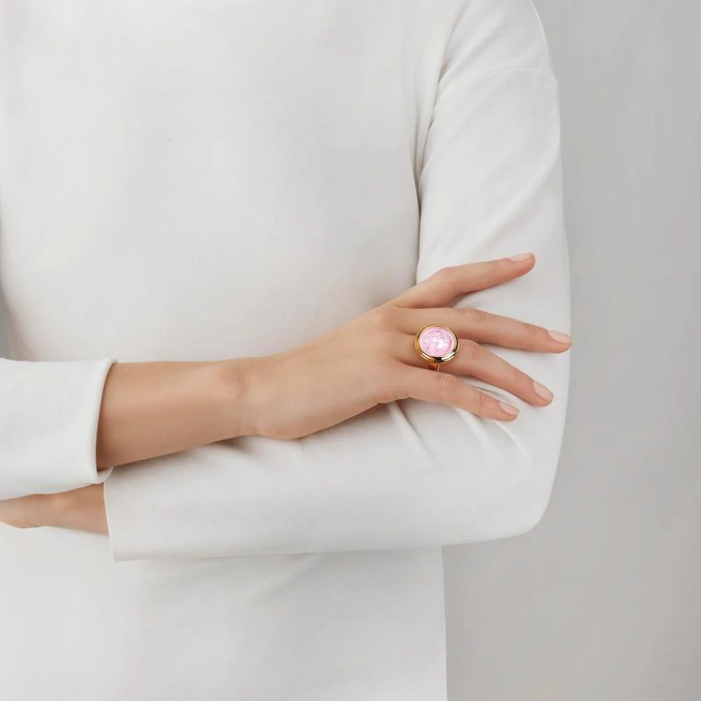 Buy Authentic Lalique Lalique Aréthuse Round Ring - Clear Rose-Pearled Crystal  - FormFluent Sydney Australia