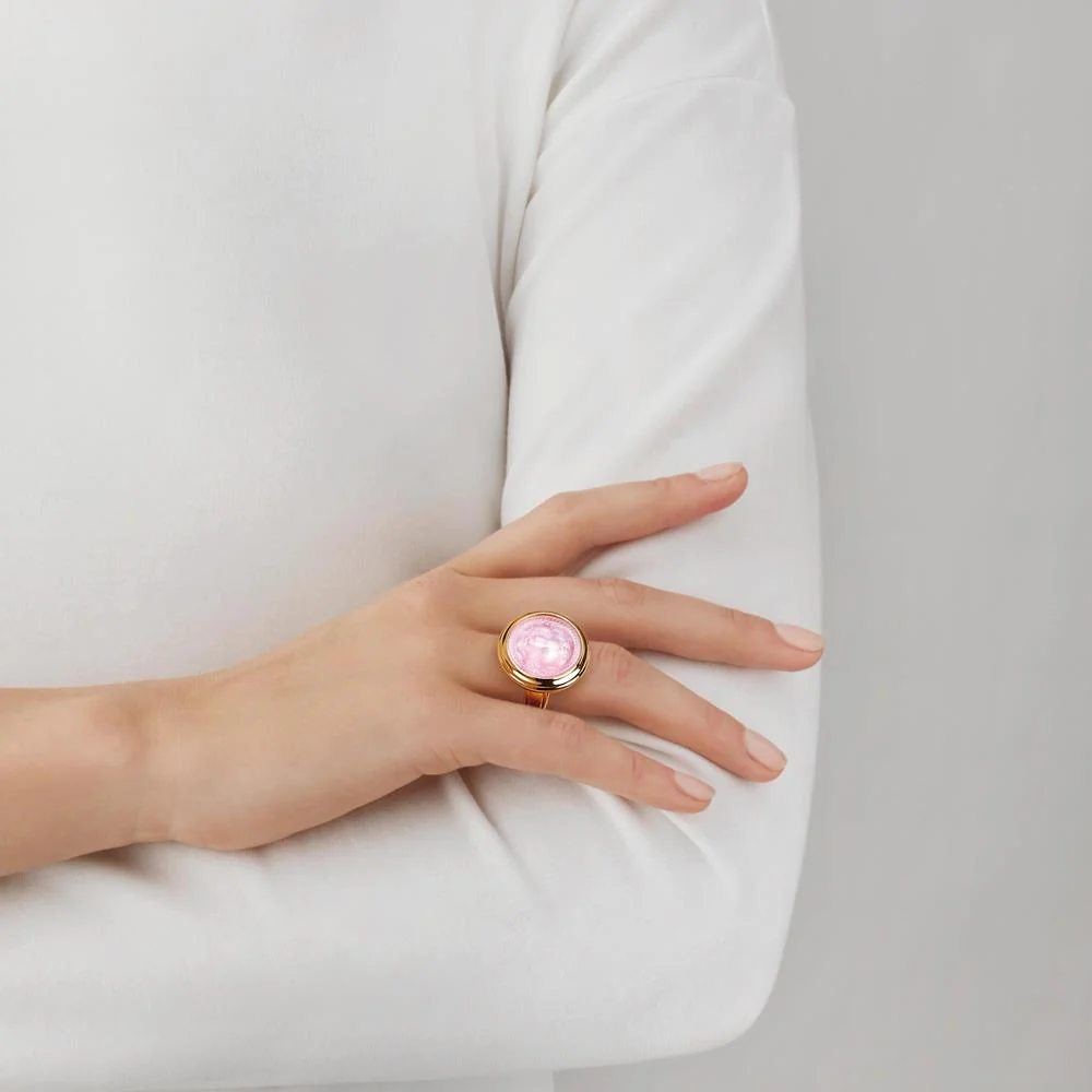 Buy Authentic Lalique Lalique Aréthuse Round Ring - Clear Rose-Pearled Crystal  - FormFluent Sydney Australia