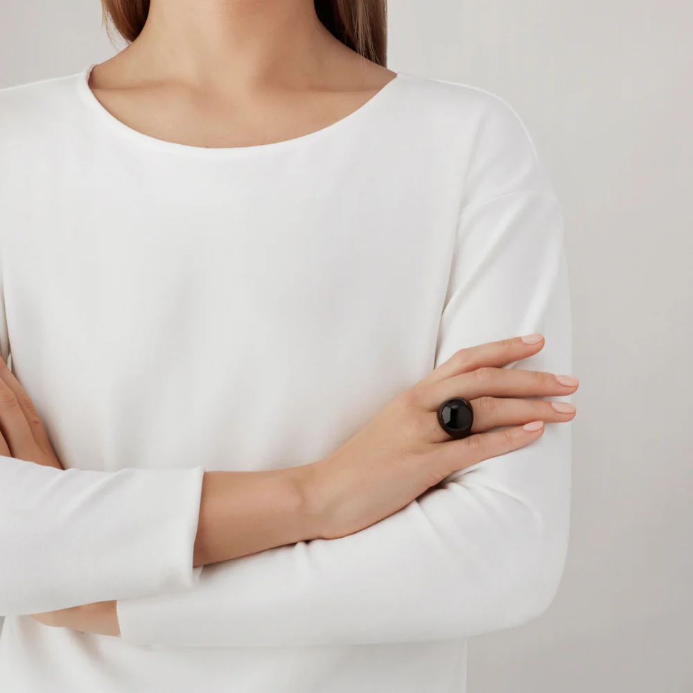 Lalique Cabochon Ring - Black Crystal   FormFluent