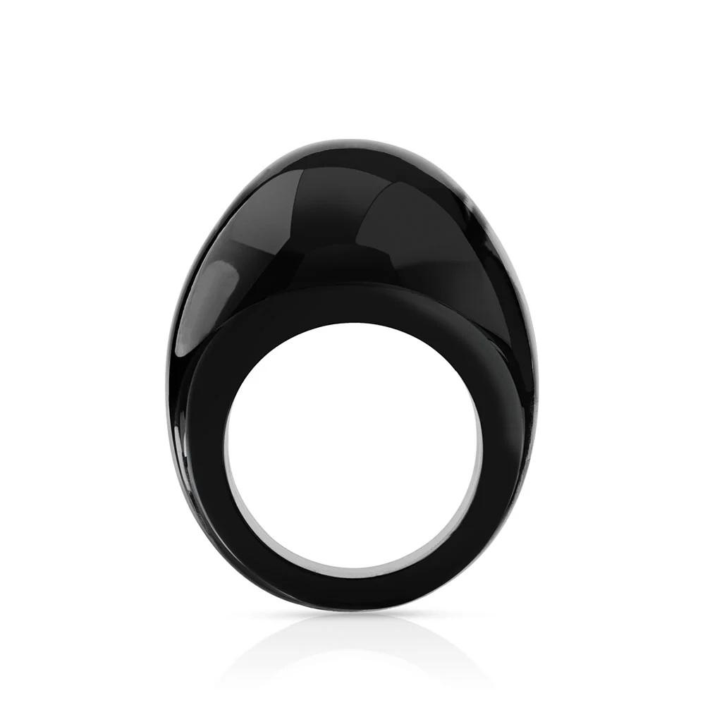 Lalique Cabochon Ring - Black Crystal   FormFluent