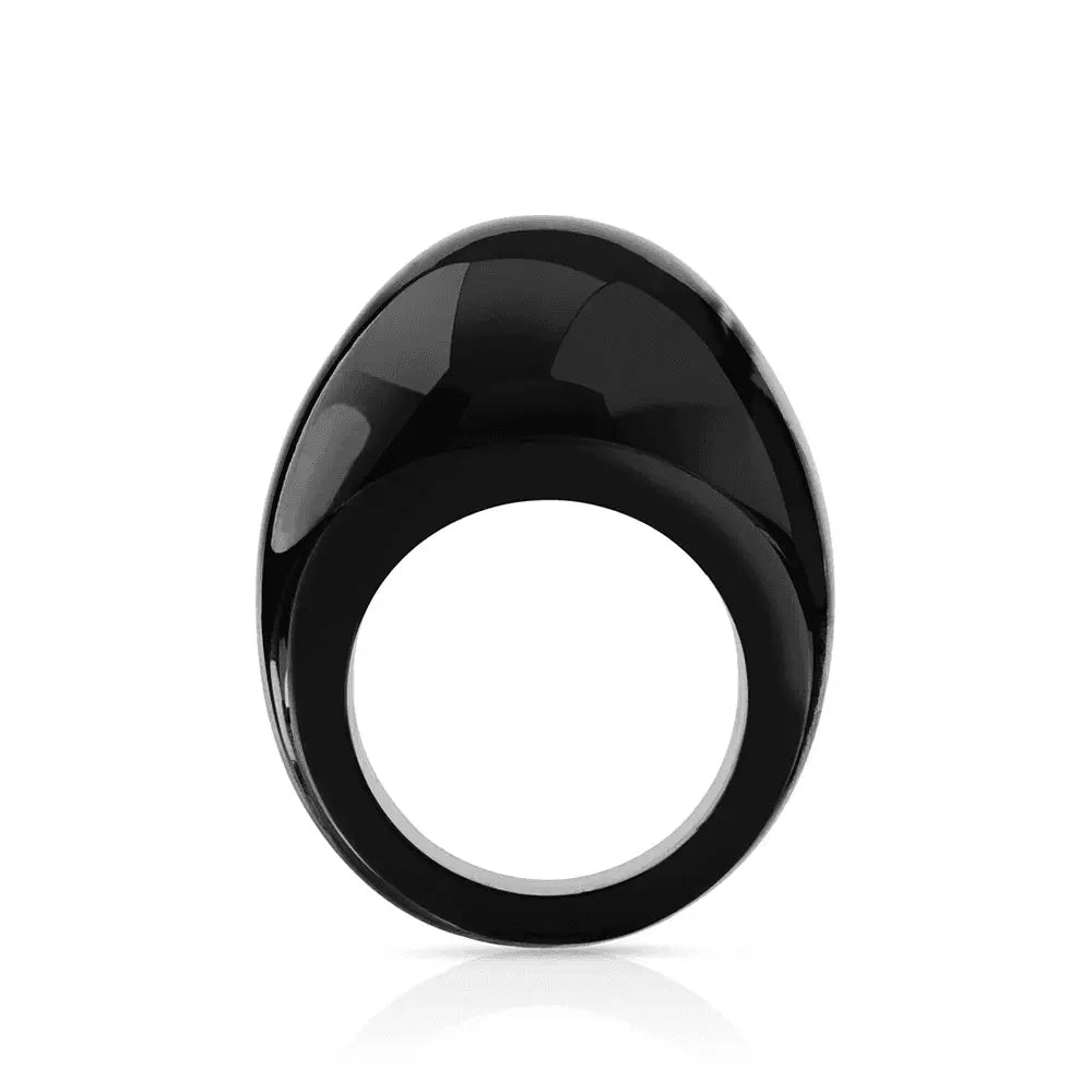 Lalique Cabochon Ring - Black Crystal by Lalique at FormFluent Sydney, Australia