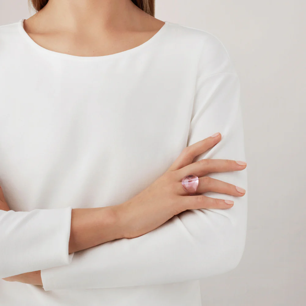 Lalique Cabochon Ring - Pink Crystal   FormFluent