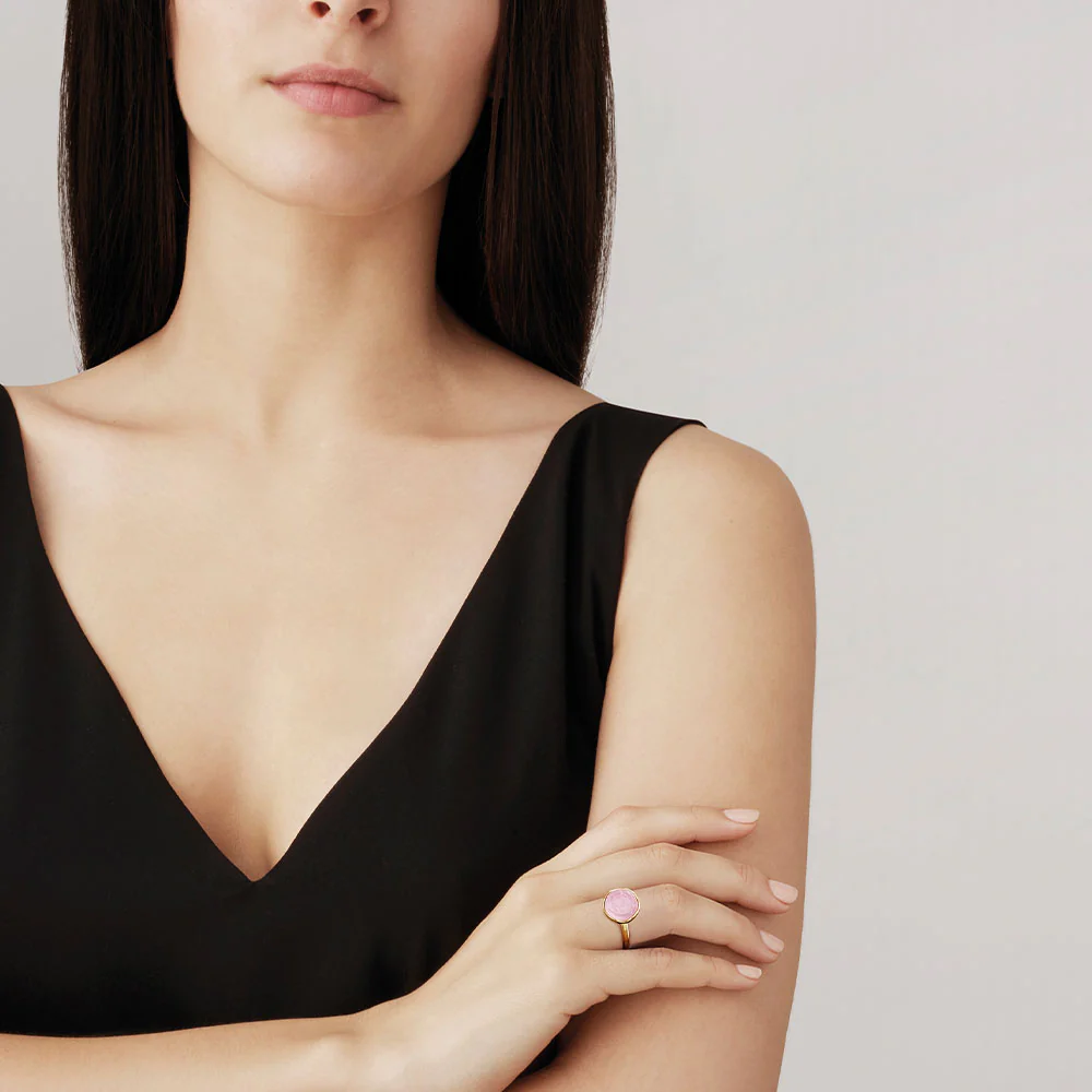 Buy Authentic Lalique Lalique Pivoine Ring - Pink Pearly on Clear Crystal  - FormFluent Sydney Australia