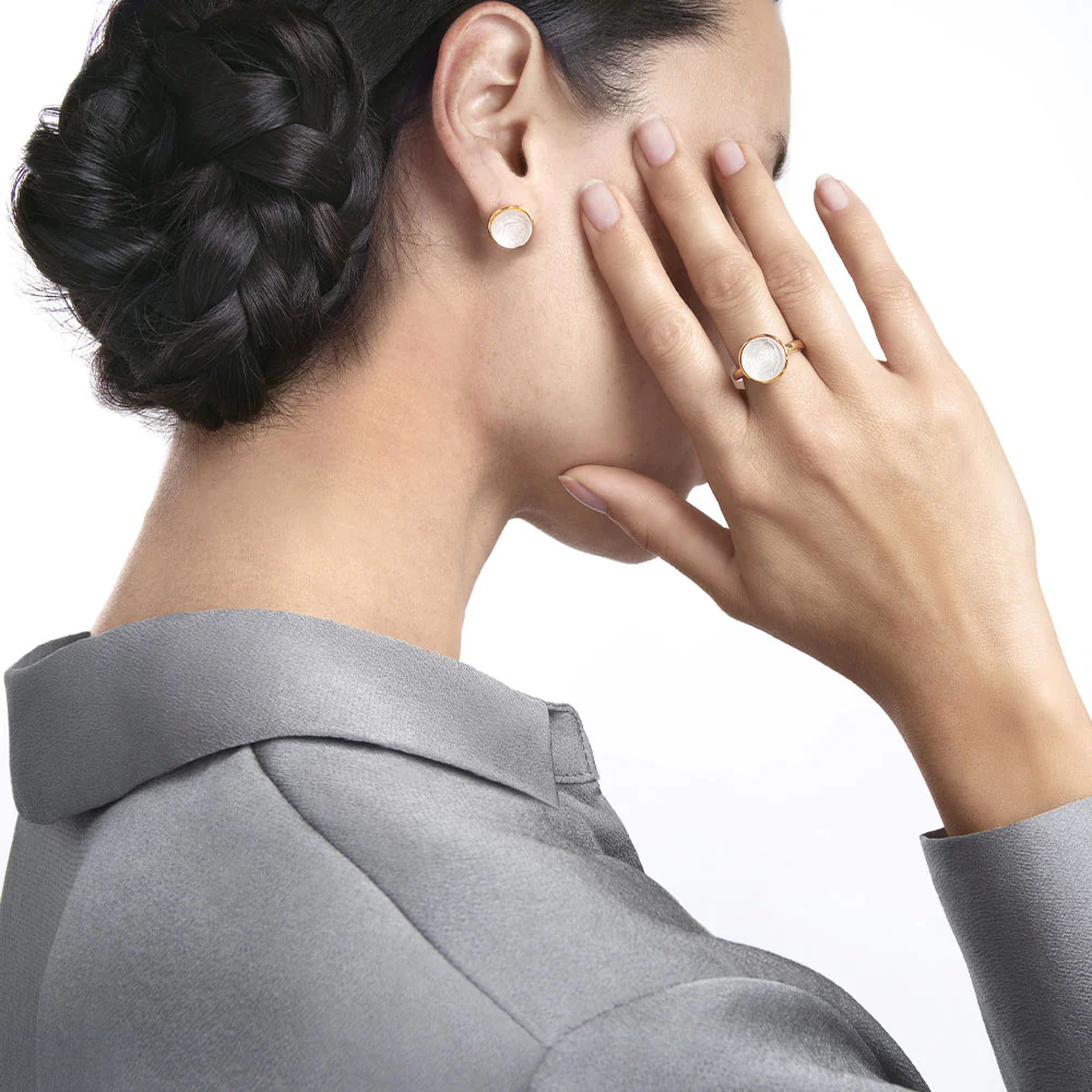 Buy Authentic Lalique Lalique Pivoine Ring - White Pearly on Clear Crystal  - FormFluent Sydney Australia