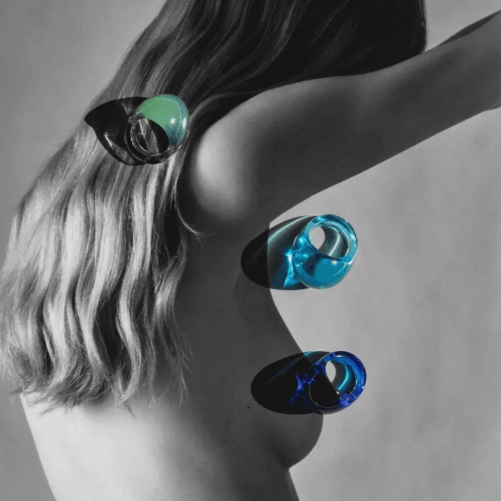 Lalique Cabochon Ring - Light Blue Crystal Jewelry by Lalique at FormFluent Sydney, Australia