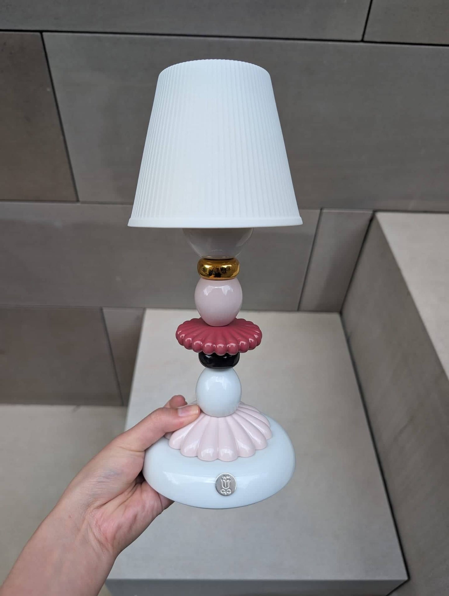 Lladró Lotus Firefly Cordless Table Lamp Pink Lighting by Lladró at FormFluent Sydney, Australia
