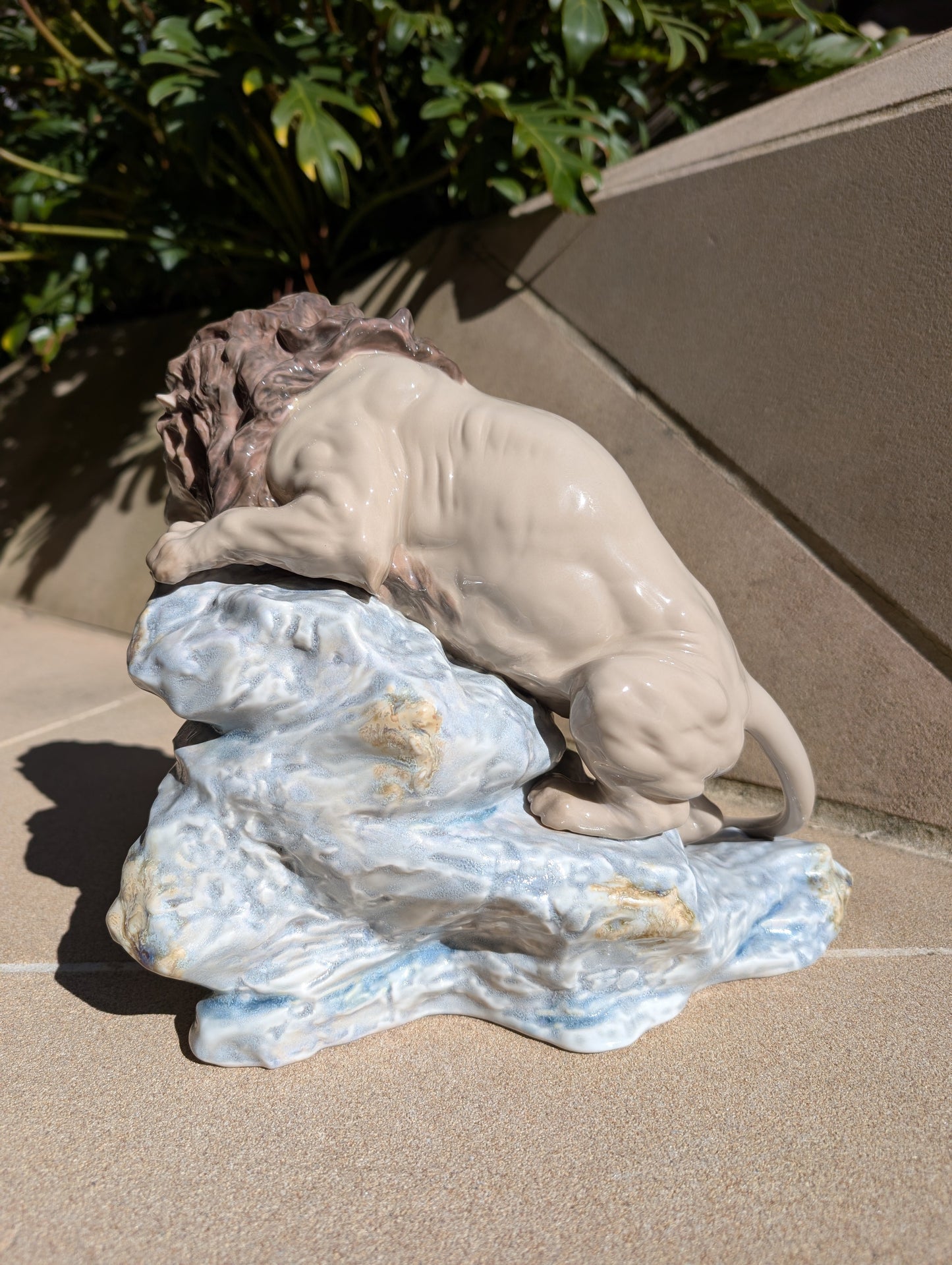 Lladró Lion Pouncing Sculpture by Lladró at FormFluent