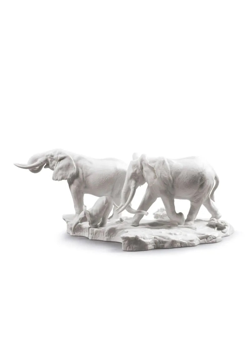 African Savannah Wild Animals Sculpture in Matt White