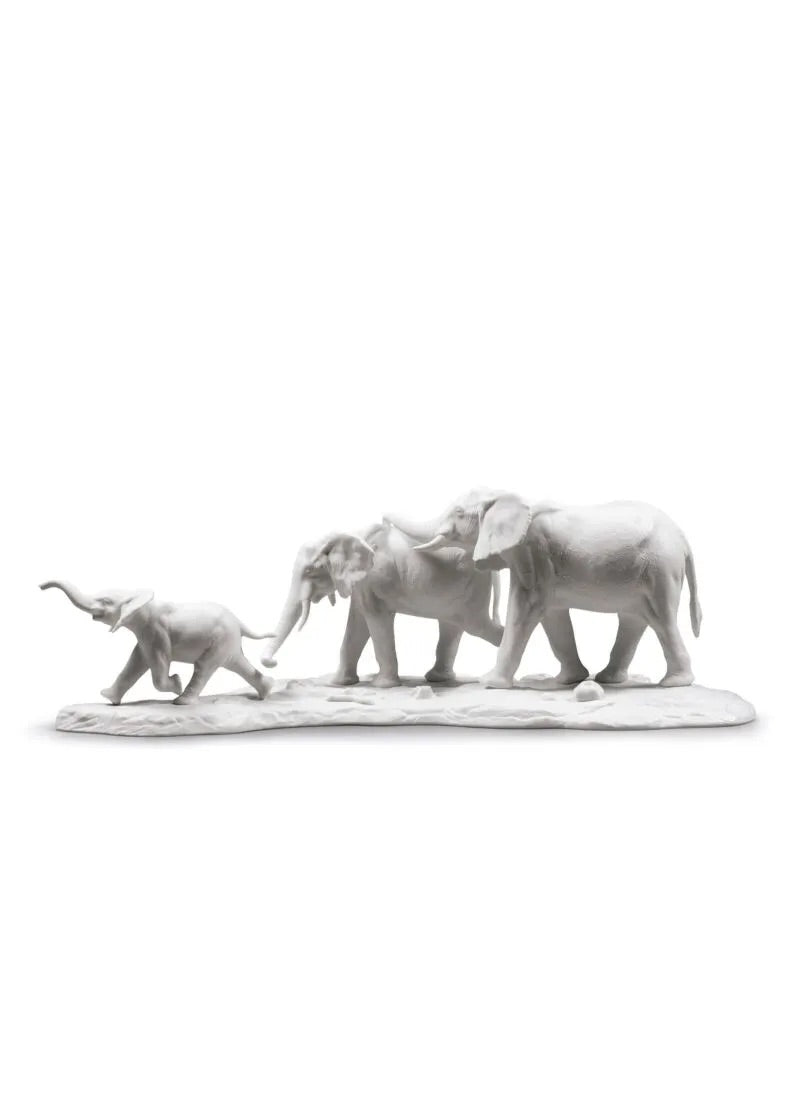 African Savannah Wild Animals Sculpture in Matt White